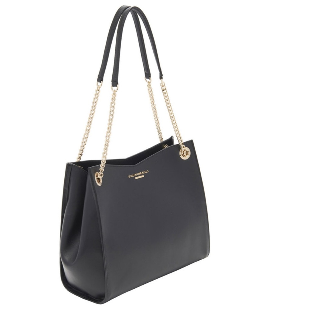 NWT Bruno Magli Black Leather Expandable Tote